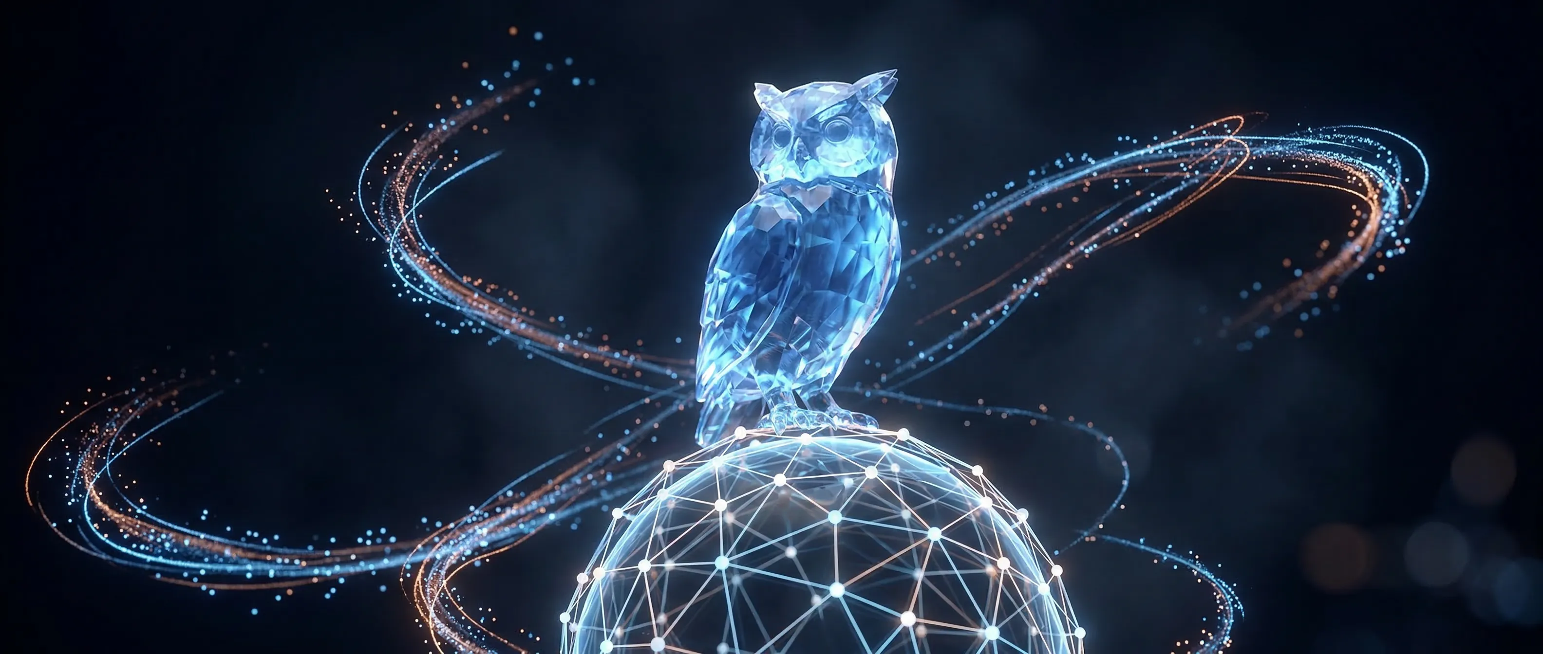 Illustration of an owl navigating streams of data — AEO Hunt's mark for AI-first marketing
